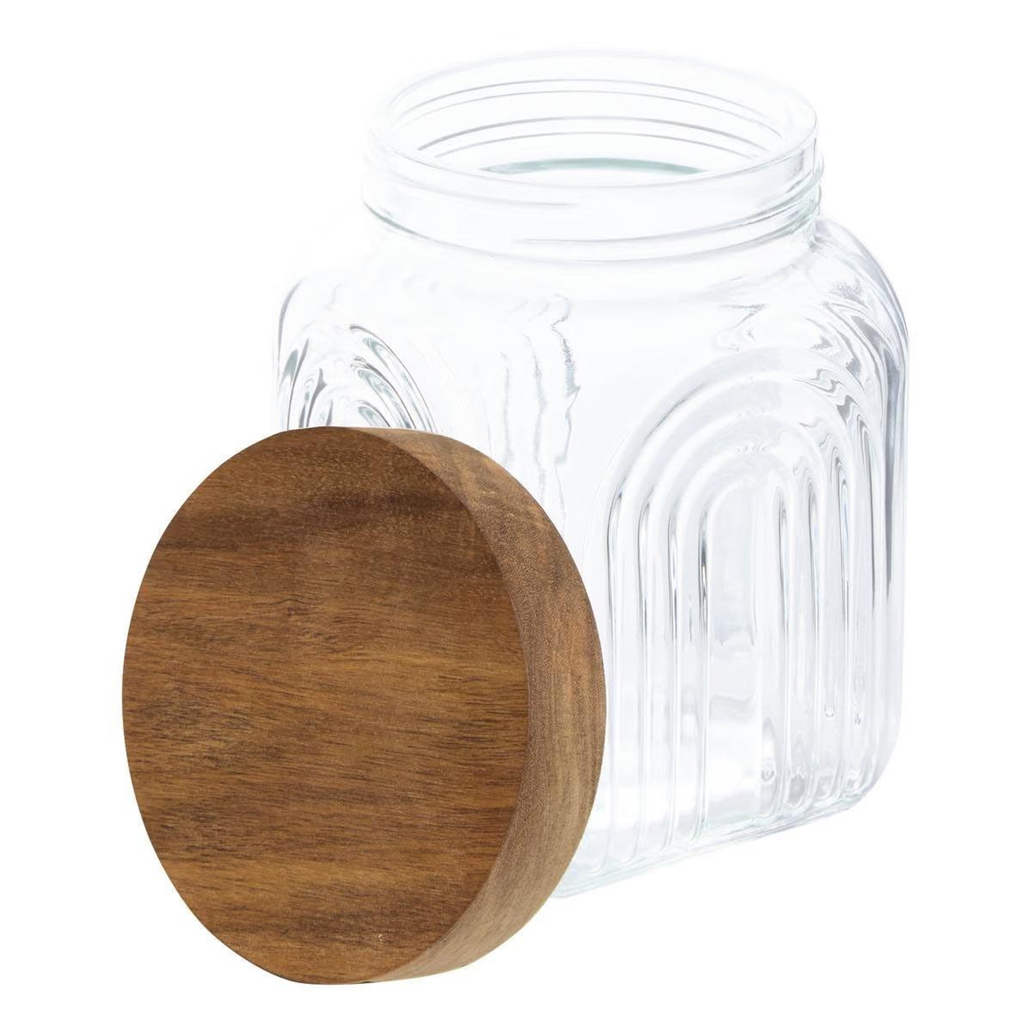 Voir la diapositive 2 : FIVE Bocal de conservation en verre  arche  1l transparent