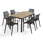 Paris Prix Ensemble Table de Jardin & 6 Fauteuils  Boston & Tiago  150cm Gris Anthracite