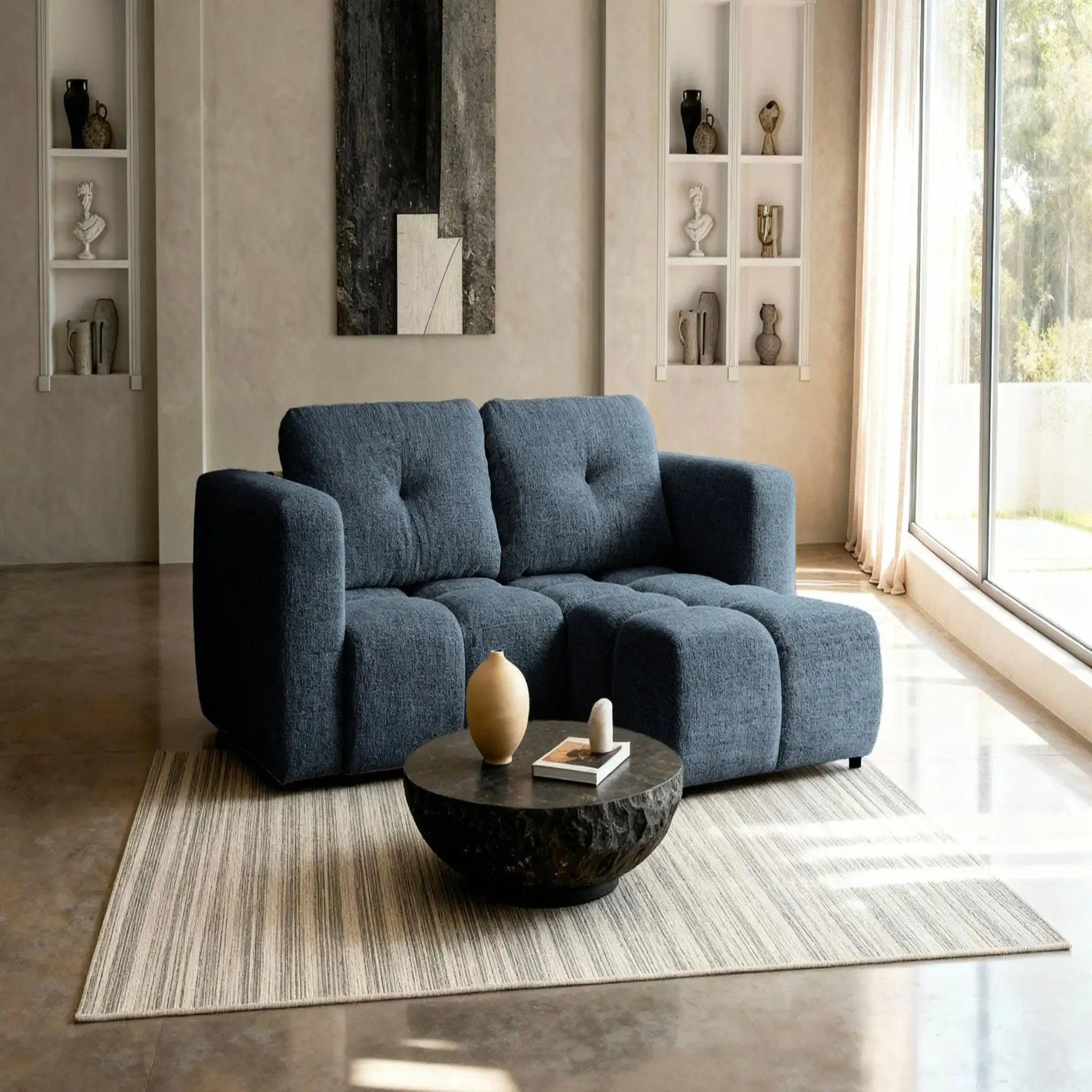 Voir la diapositive 2 : CASANOVA PARIS Romy mini - canapé d'angle convertible tissu chenille 2 places