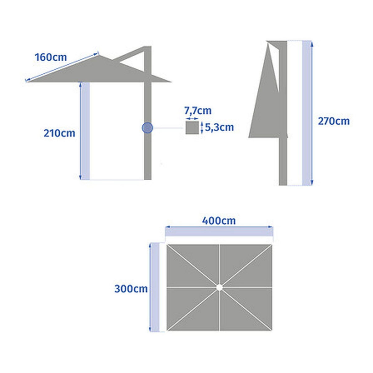 HESPERIDE Parasol déporté rectangulaire EQUADOR