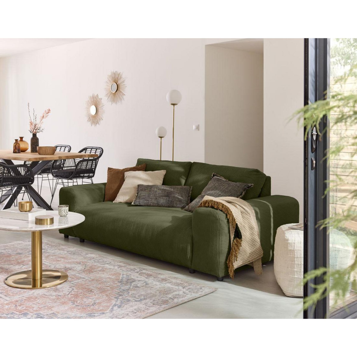 LISA DESIGN Garance - canapé droit 3 places - en velours côtelé