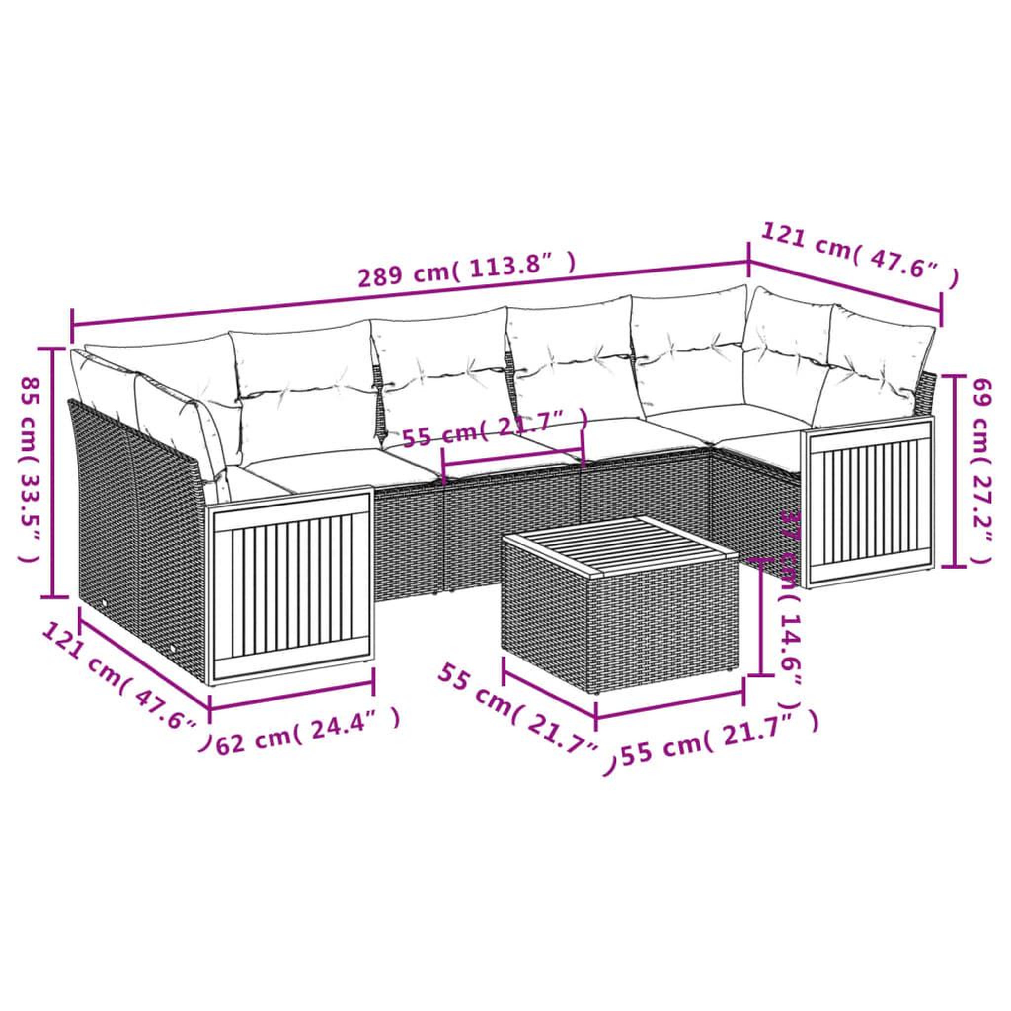 Voir la diapositive 6 : VIDAXL Salon de jardin 8 pcs avec coussins noir resine tressee