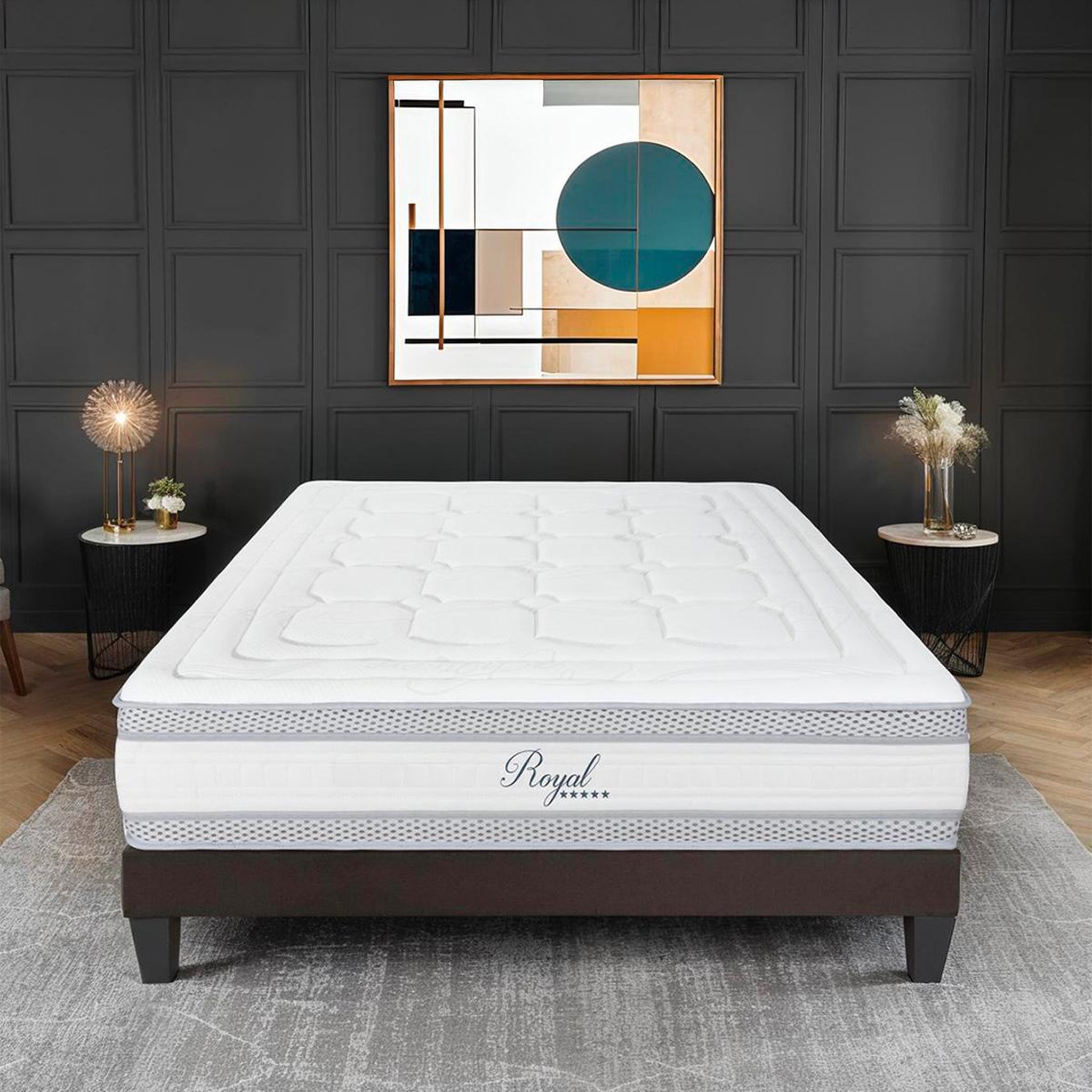 Voir la diapositive 2 : HYPSOM HYPSOM | Ensemble ROYAL 5* | Matelas Mémoire de forme + Sommier Bois