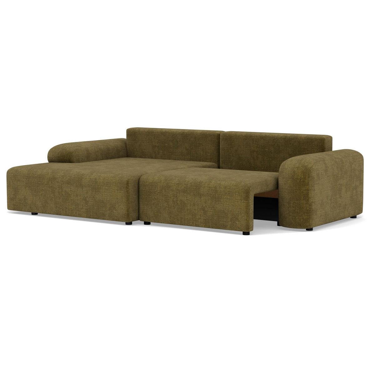 BEST MOBILIER Rebecca - canapé d'angle gauche 4 places convertible avec coffre en velours texturé