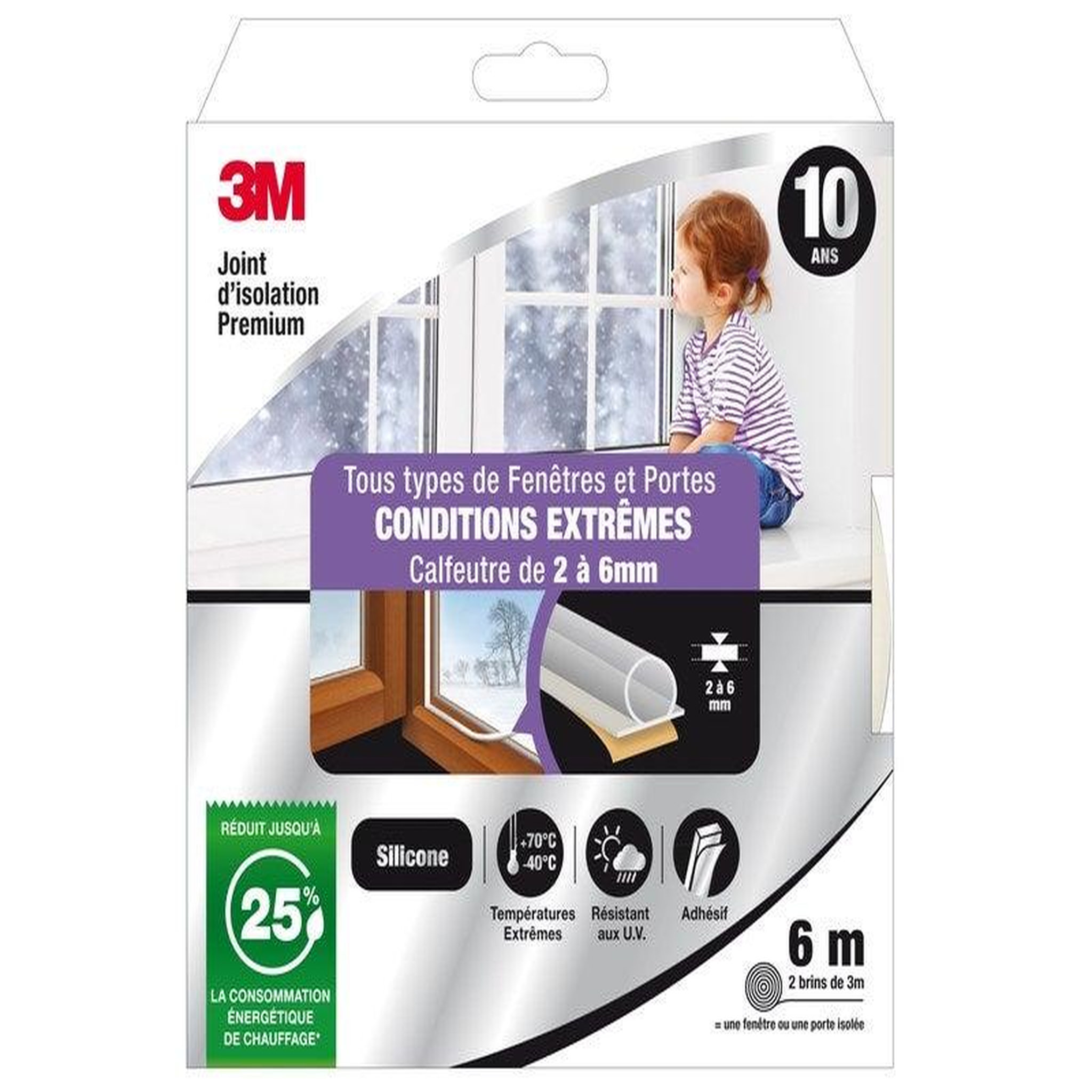 3M Joint Porte/Fenêtre Très Mauvais Etat Premium 2 À 6mm X 6m Transparent