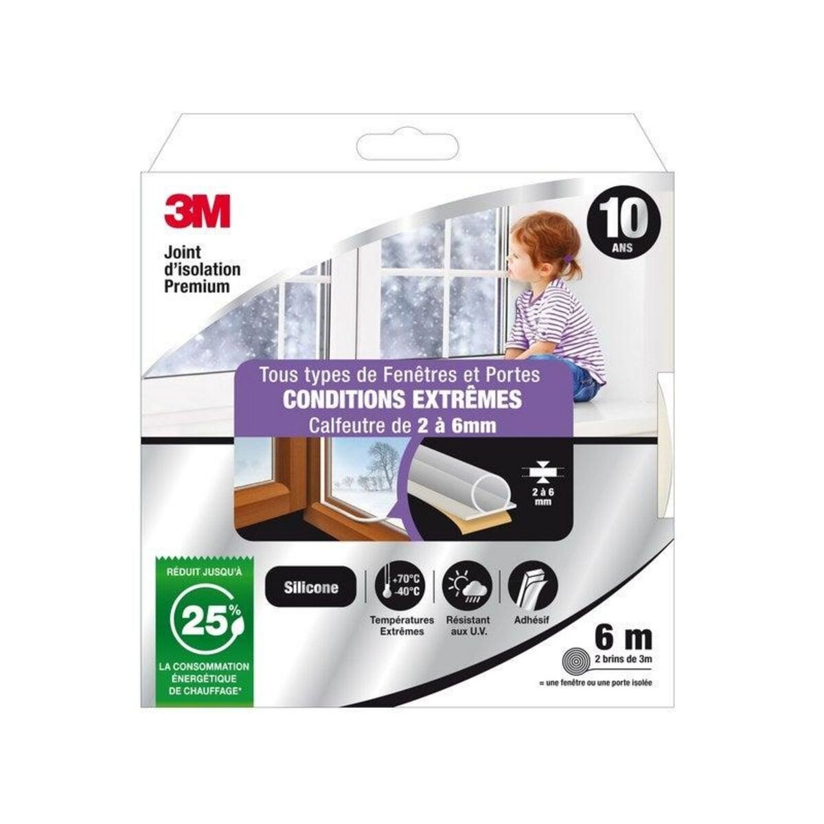 3M Joint Porte/Fenêtre Très Mauvais Etat Premium 2 À 6mm X 6m Transparent
