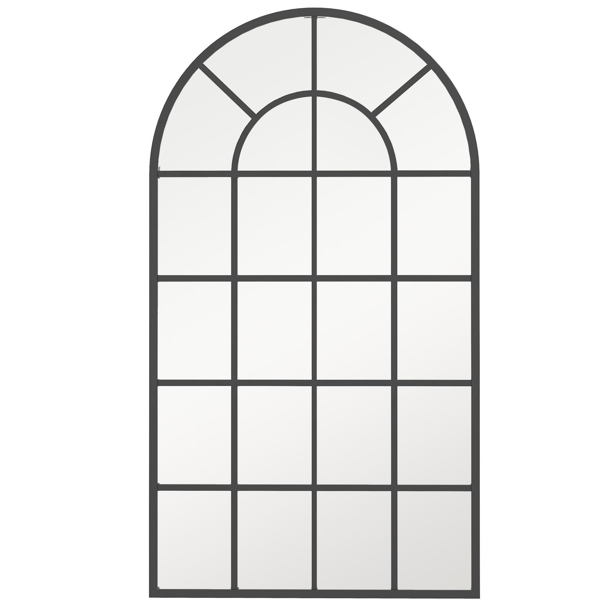 HOMCOM Miroir mural aspect verrière style classique chic - dim. 62L x 110H cm - métal noir verre 3 mm