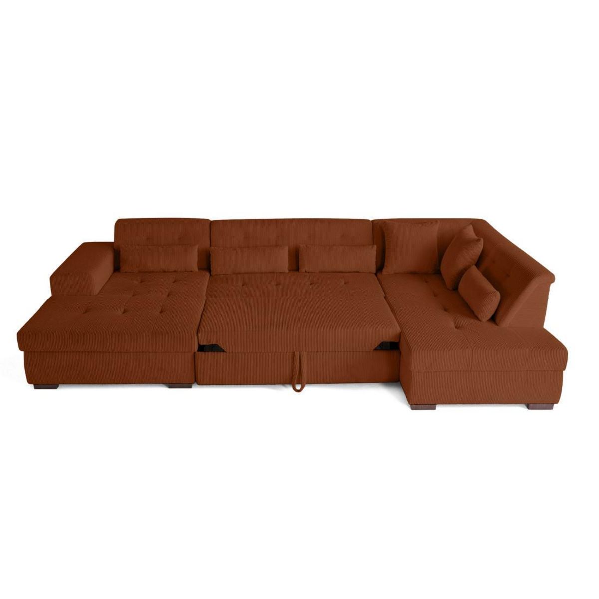 LISA DESIGN Vermont - canapé panoramique d'angle droit - 7 places - convertible avec coffre - en velours côtelé