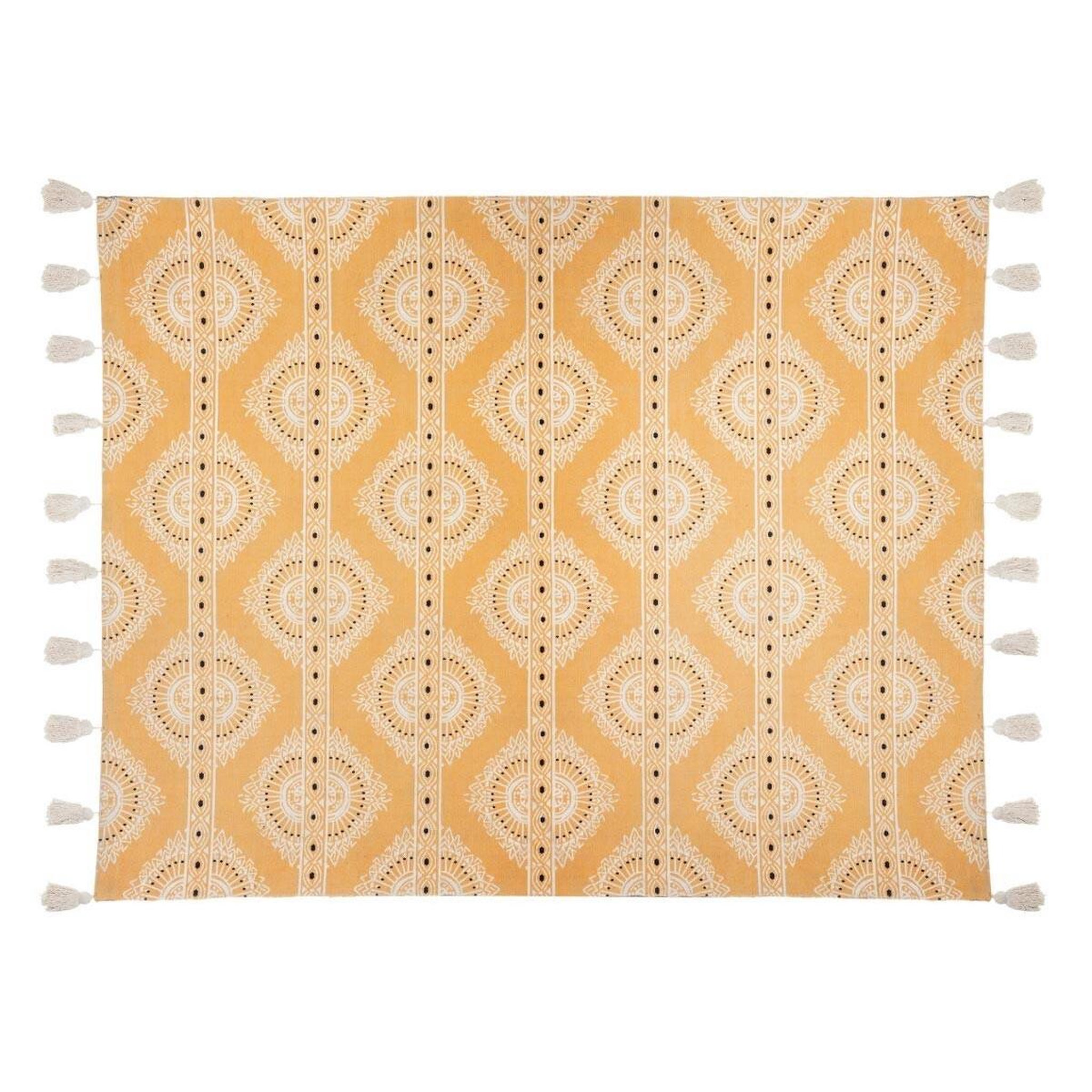 ATMOSPHERA Tapis déco à pompons  namaste  120x170cm ocre