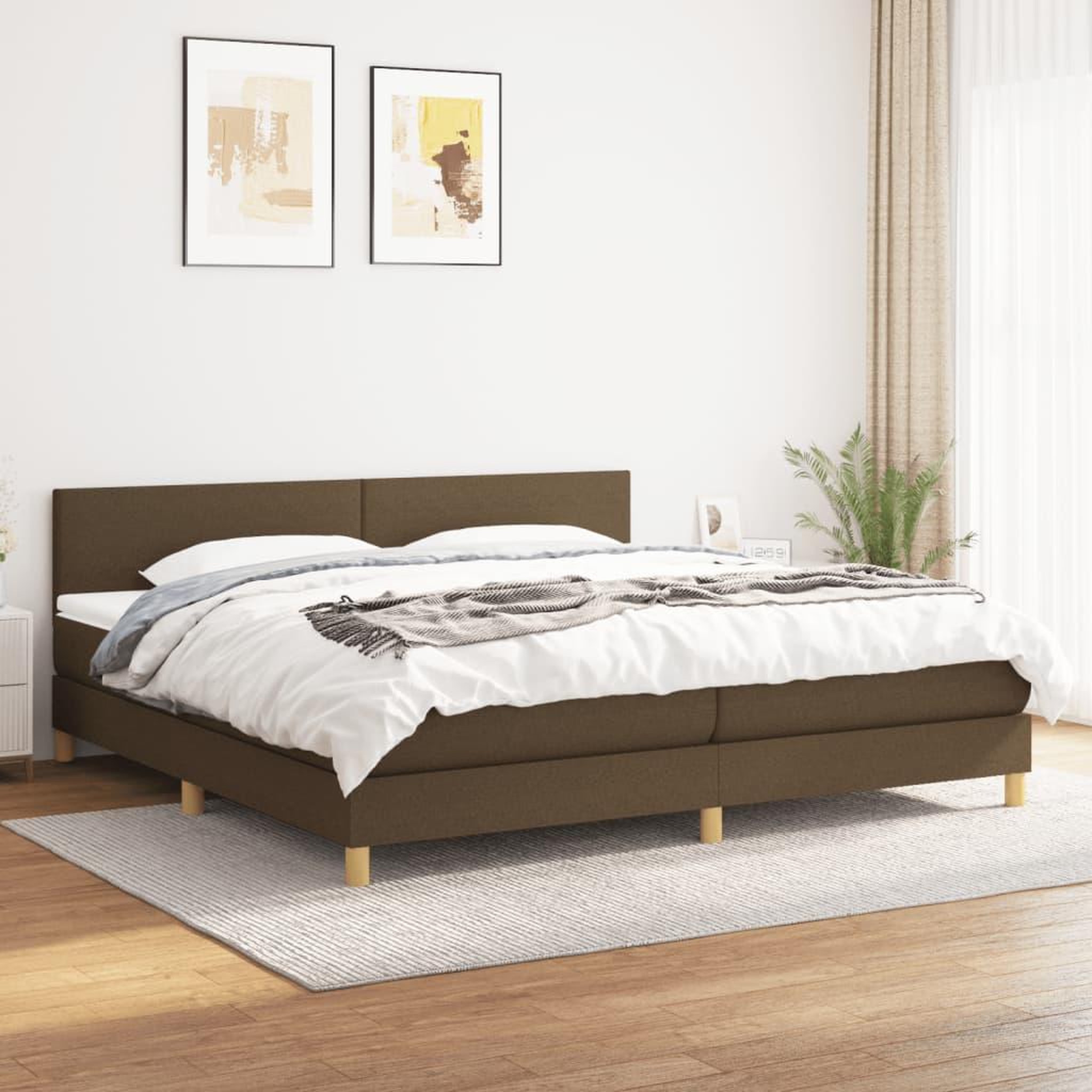 Voir la diapositive 1 : VIDAXL Sommier a lattes de lit avec matelas Marron fonce 200x200 cm