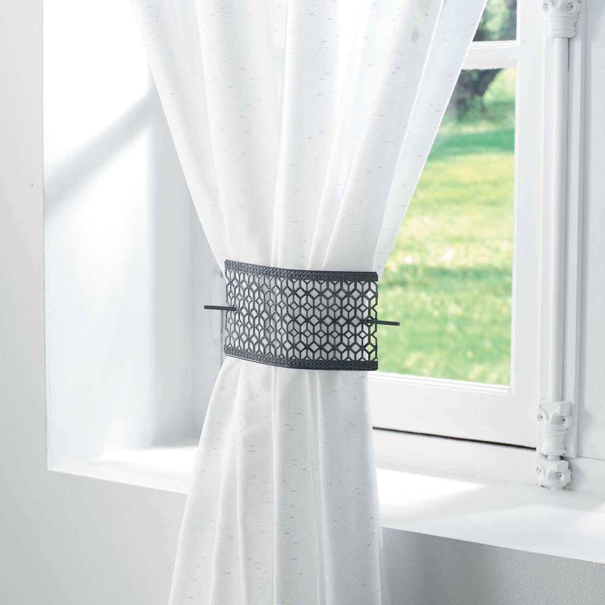 Voir la diapositive 3 : Douceur d'Intérieur Embrasse de rideau broche  ruchea  17cm gris