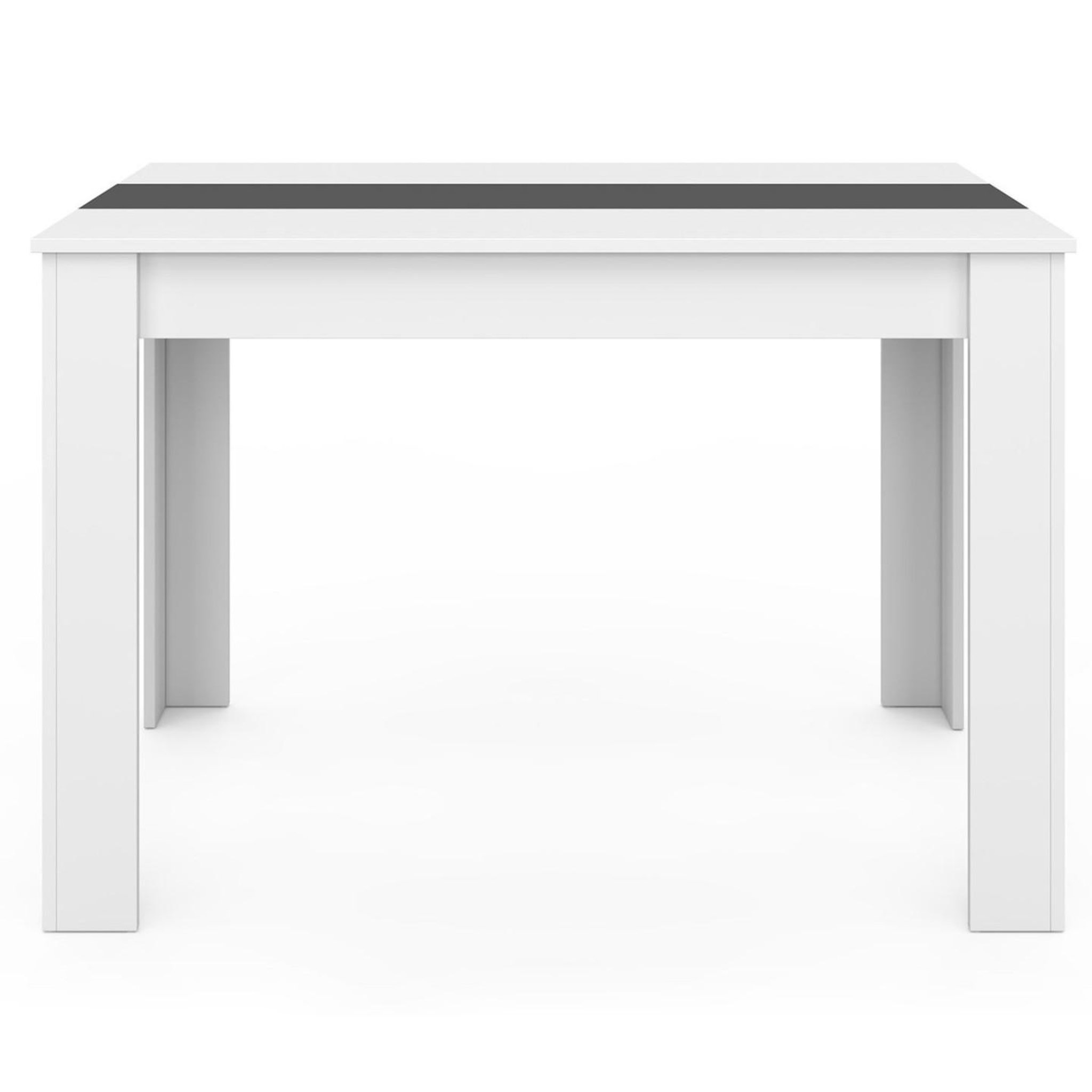 Voir la diapositive 3 : ID MARKET Table à manger rectangle ROZY 4 personnes blanche et grise 110 cm