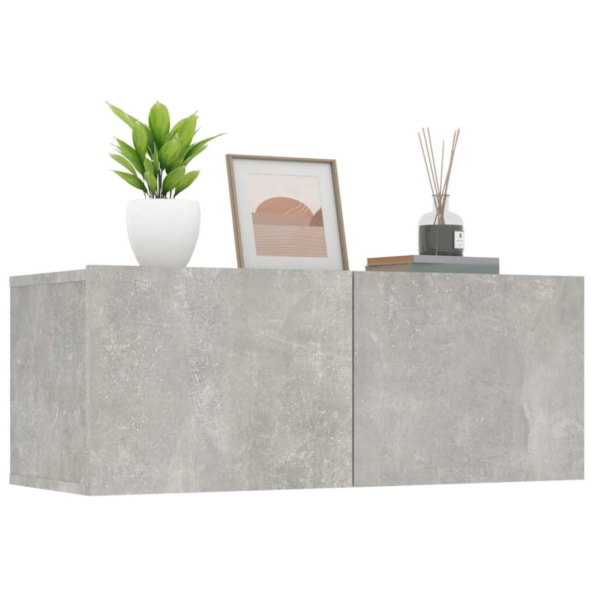 Voir la diapositive 4 : VIDAXL Meubles TV 2 pcs gris beton 80x30x30 cm bois d'ingenierie