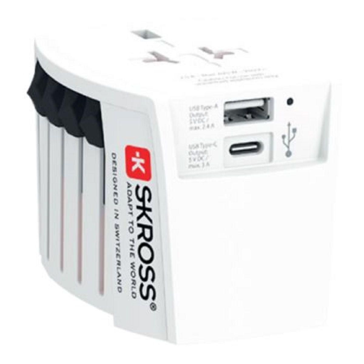 Skross Adaptateur de voyage universel +1 USB AC
