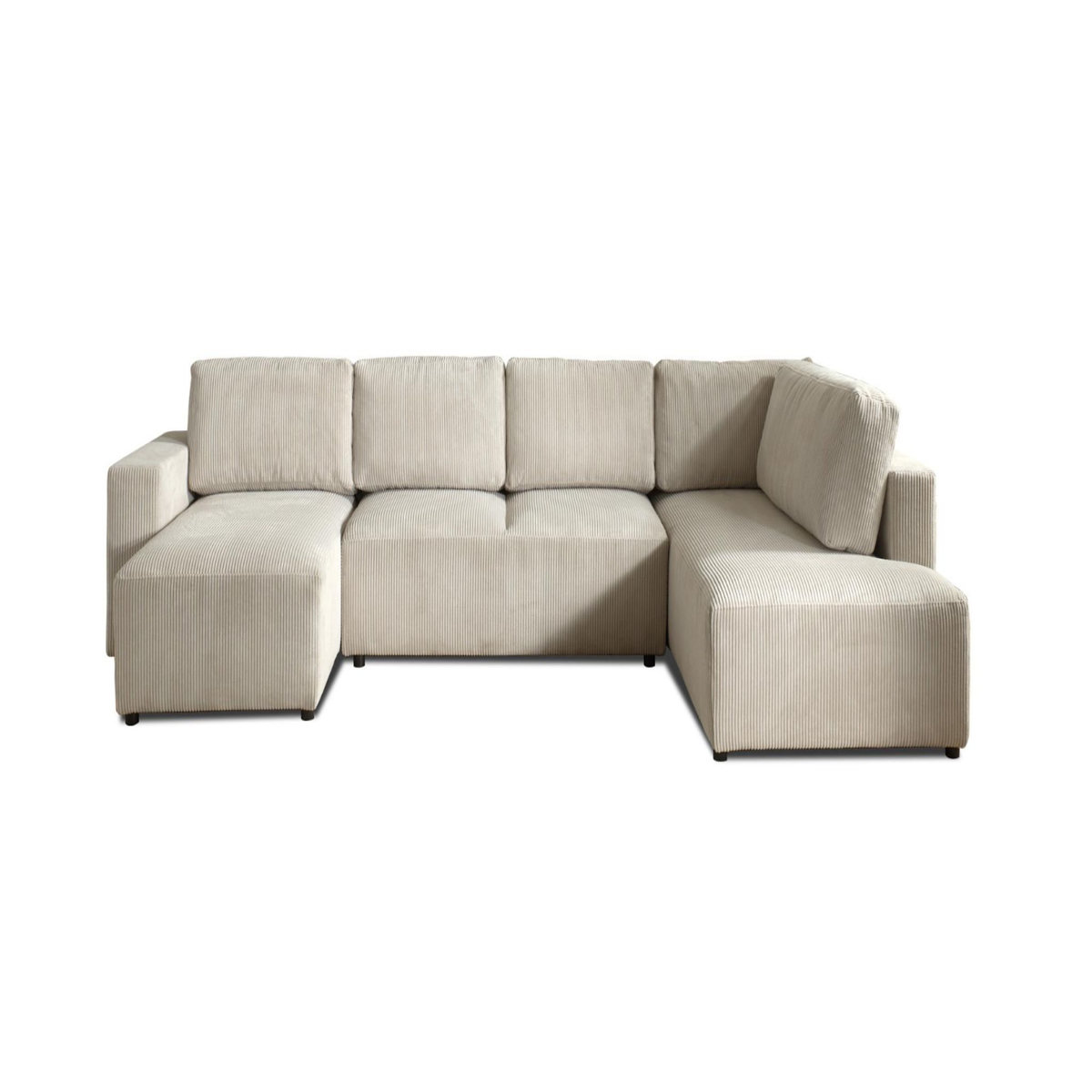 LISA DESIGN Livy - canapé panoramique convertible - avec coffre - en velours côtelé - 7 places - droit