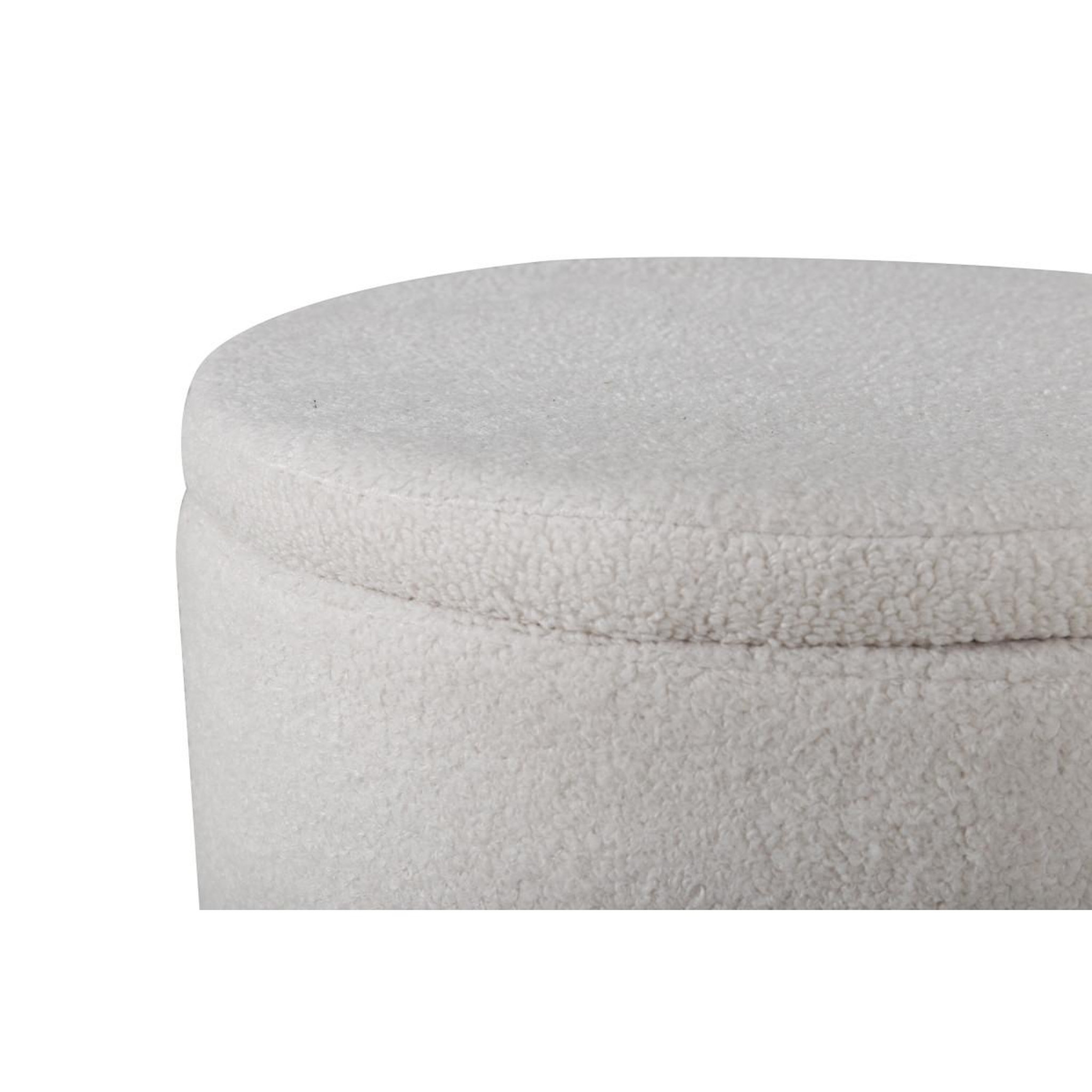 Voir la diapositive 4 : Paris Prix Pouf coffre tissu bouclette  dunken  51cm blanc
