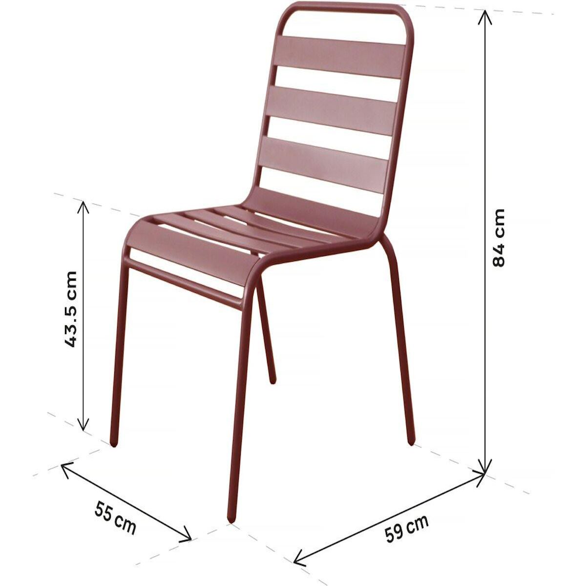 Habitat et Jardin Lot de 2 chaises de jardin en métal empilables  Bilbao  - Terracotta