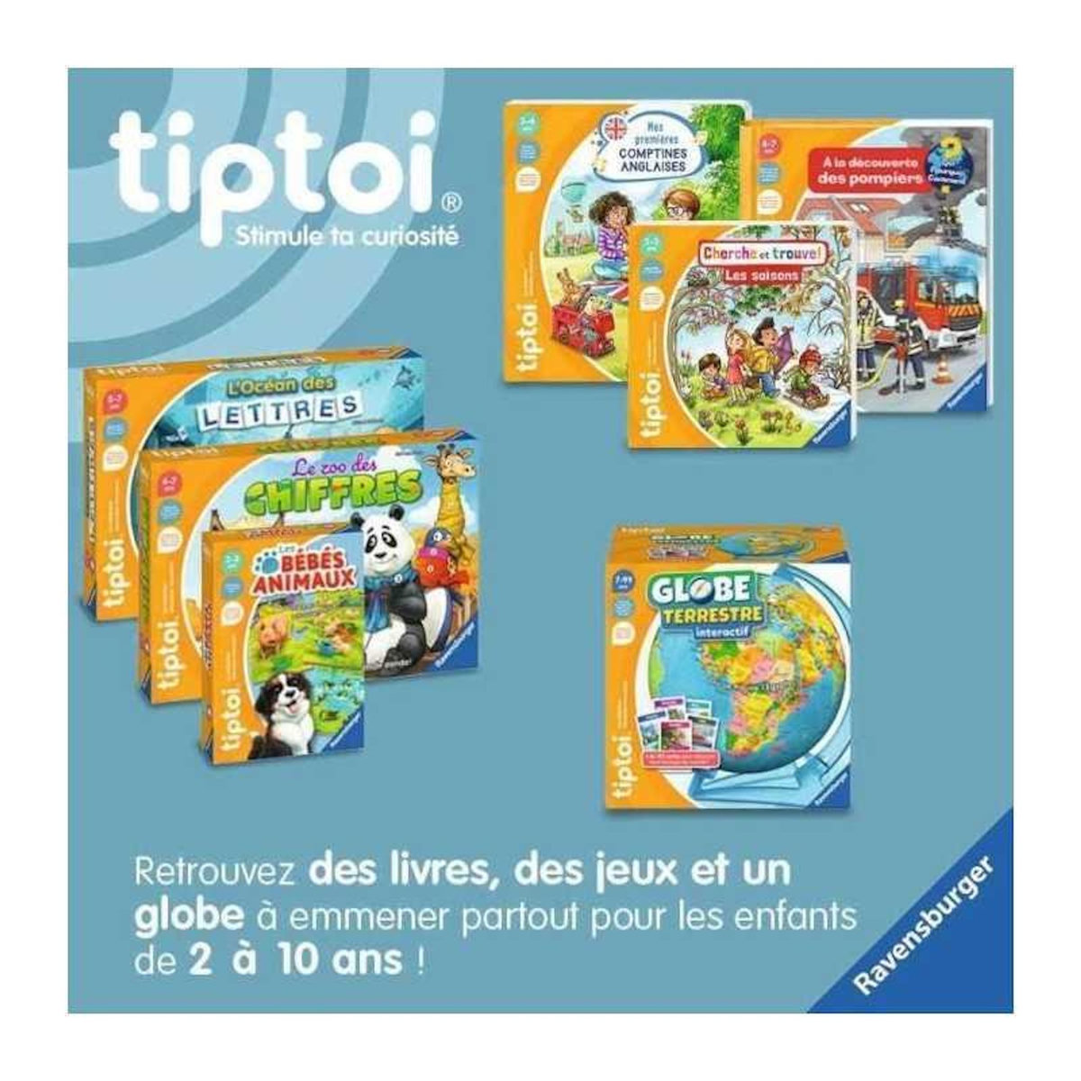 RAVENSBURGER tiptoi L'encyclopédie des p'tits curieux, Livre interactif, Jeu éducatif électronique sans écran, Des 4 ans, 13099017, Raven