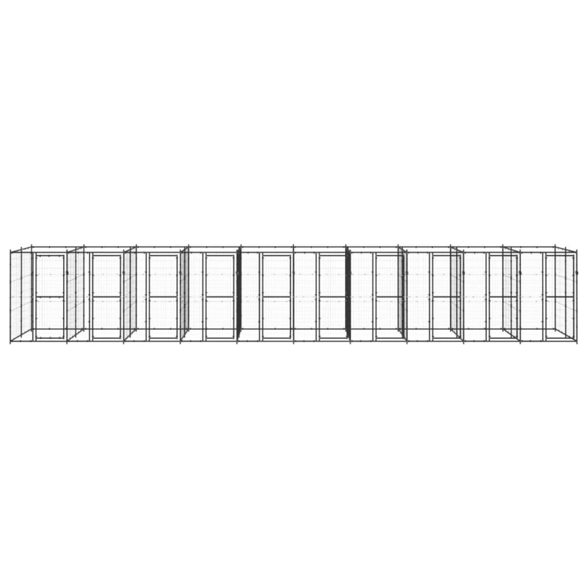 VIDAXL Chenil d'exterieur pour chiens Acier 24,2 m²