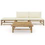 Voir la diapositive 2 : VIDAXL Salon de jardin 4 pcs avec coussins blanc creme bambou