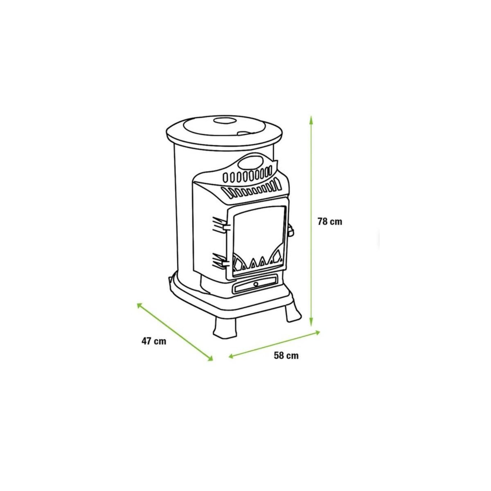 Voir la diapositive 5 : INTEC Pack de 2 Poêles à gaz Noir Provence en fonte 3,4KW Effet feu Chauffage d'appoint gaz sur roues