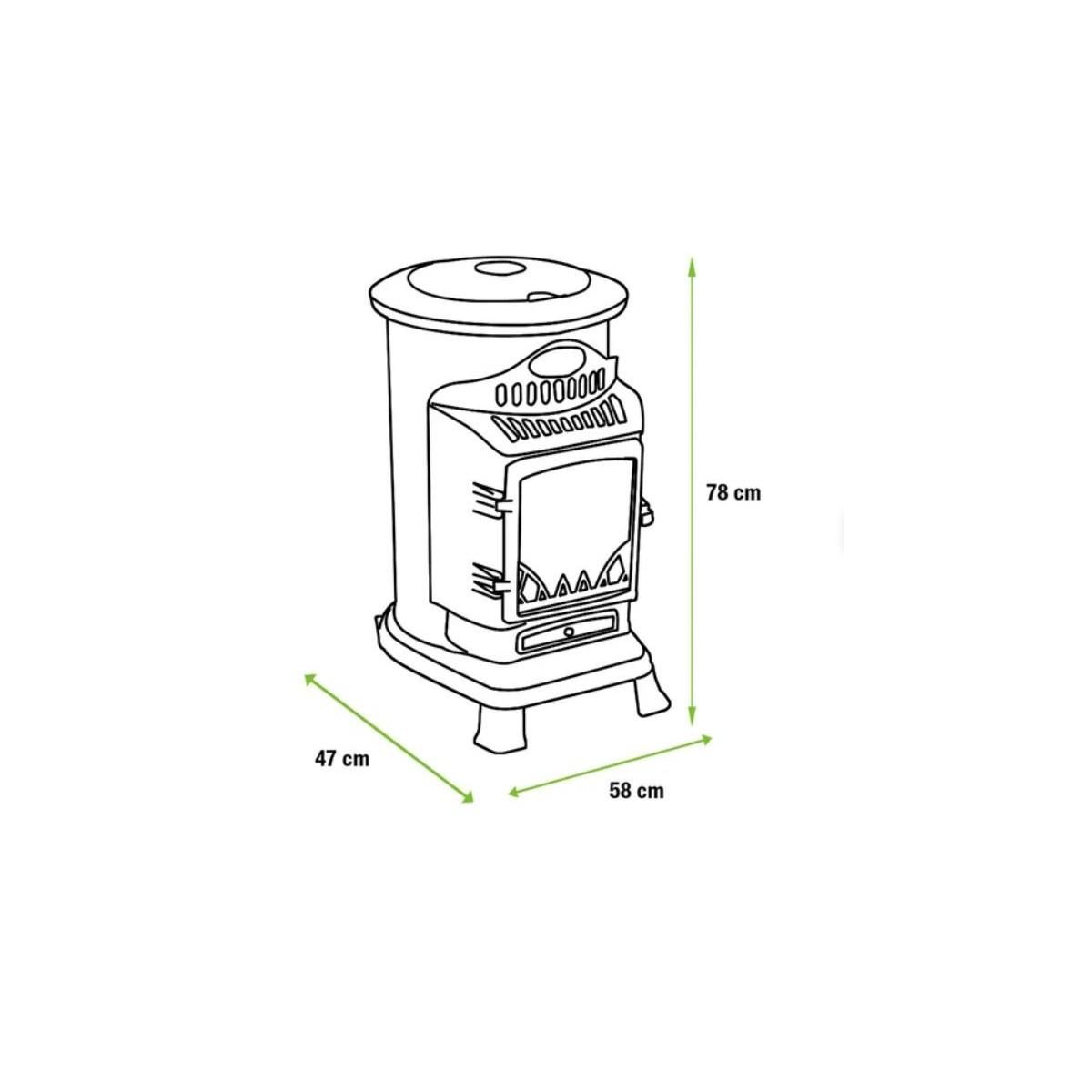 INTEC Poêle à gaz fonte 3400W Pack de 2 Noir Effet feu Chauffage d'appoint gaz sur roues Autonomie 60h INTEC