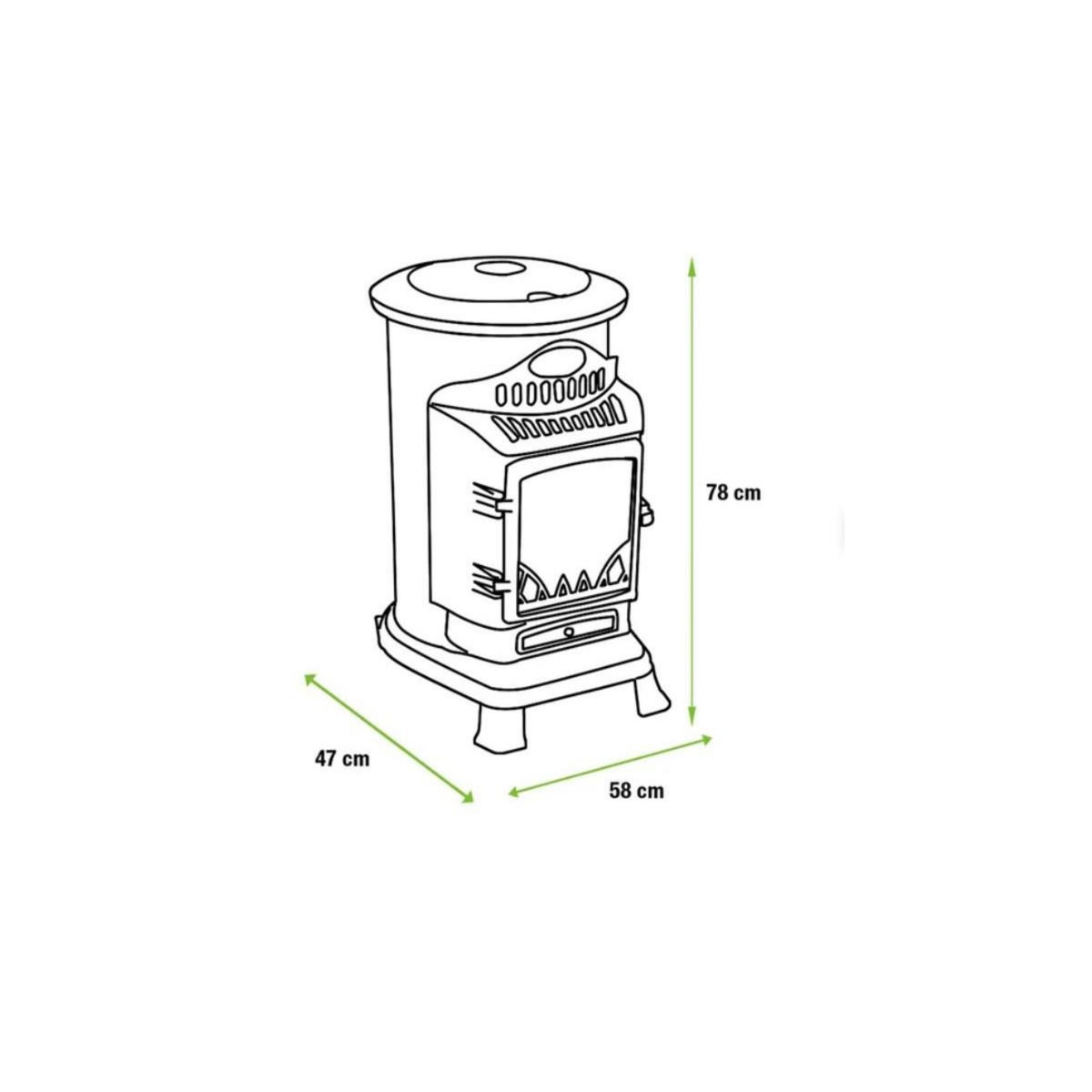 INTEC Pack de 2 Poêles à gaz Noir Provence en fonte 3,4KW Effet feu Chauffage d'appoint gaz sur roues