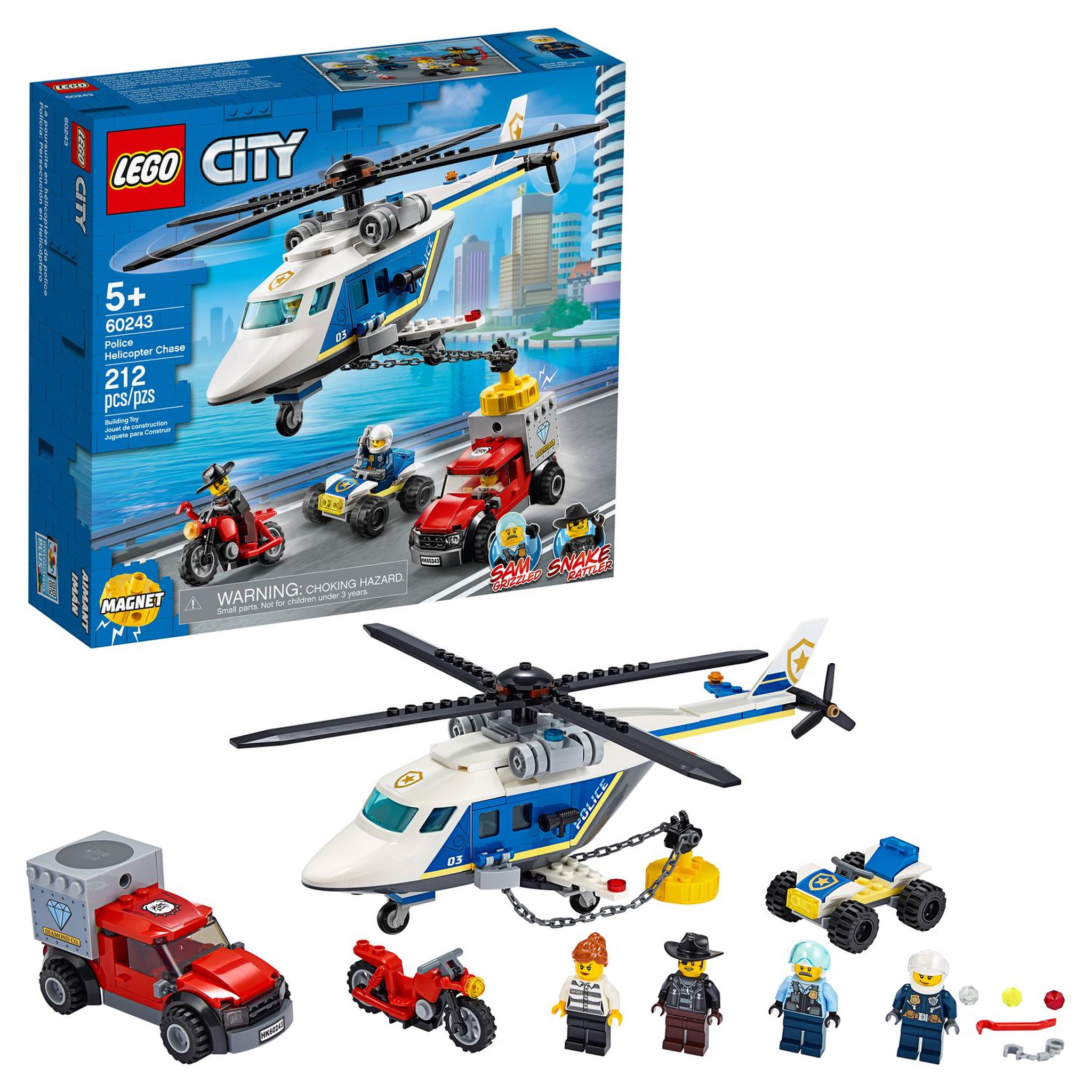 Voir la diapositive 9 : LEGO City 60243 L'Arrestation en Hélicoptère, Jouet, Moto et Camion, Minifigurine Policier