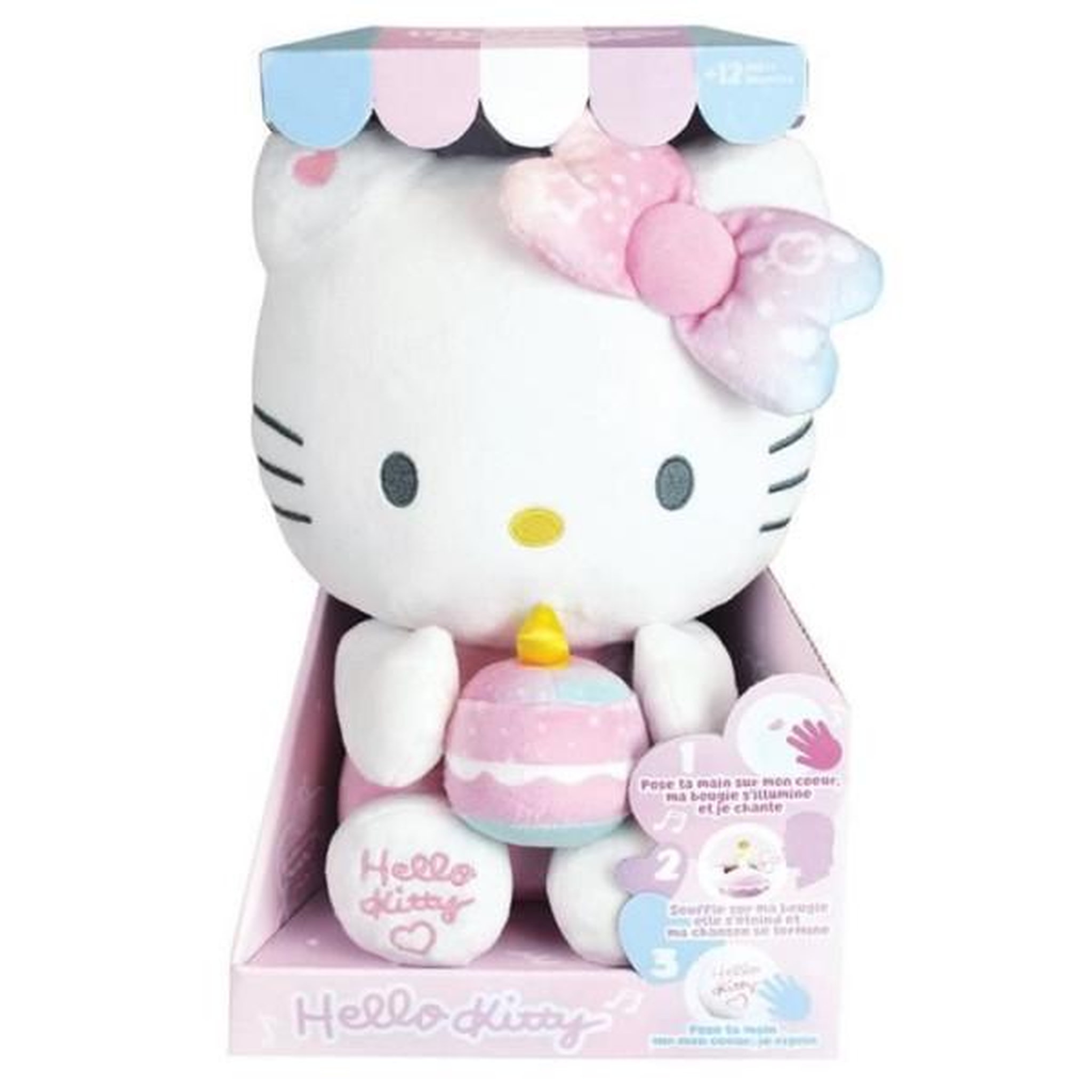 JEMINI Hello kitty peluche interactive anniversaire +/- 26 cm - jemini - musique, bougie et rire interactifs.