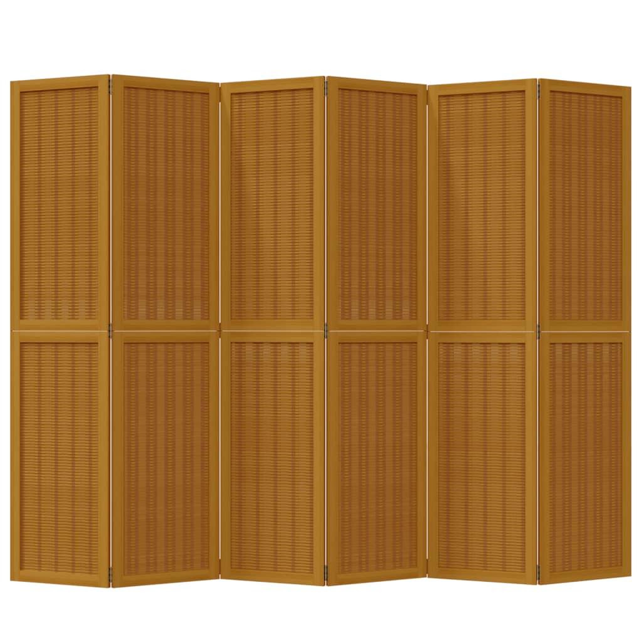 Voir la diapositive 4 : VIDAXL Cloison de separation 6 panneaux marron bois paulownia massif