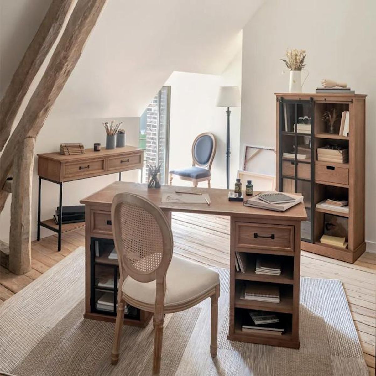 ATMOSPHERA Vitrine 2 Tiroirs Design  Danik  150cm Marron