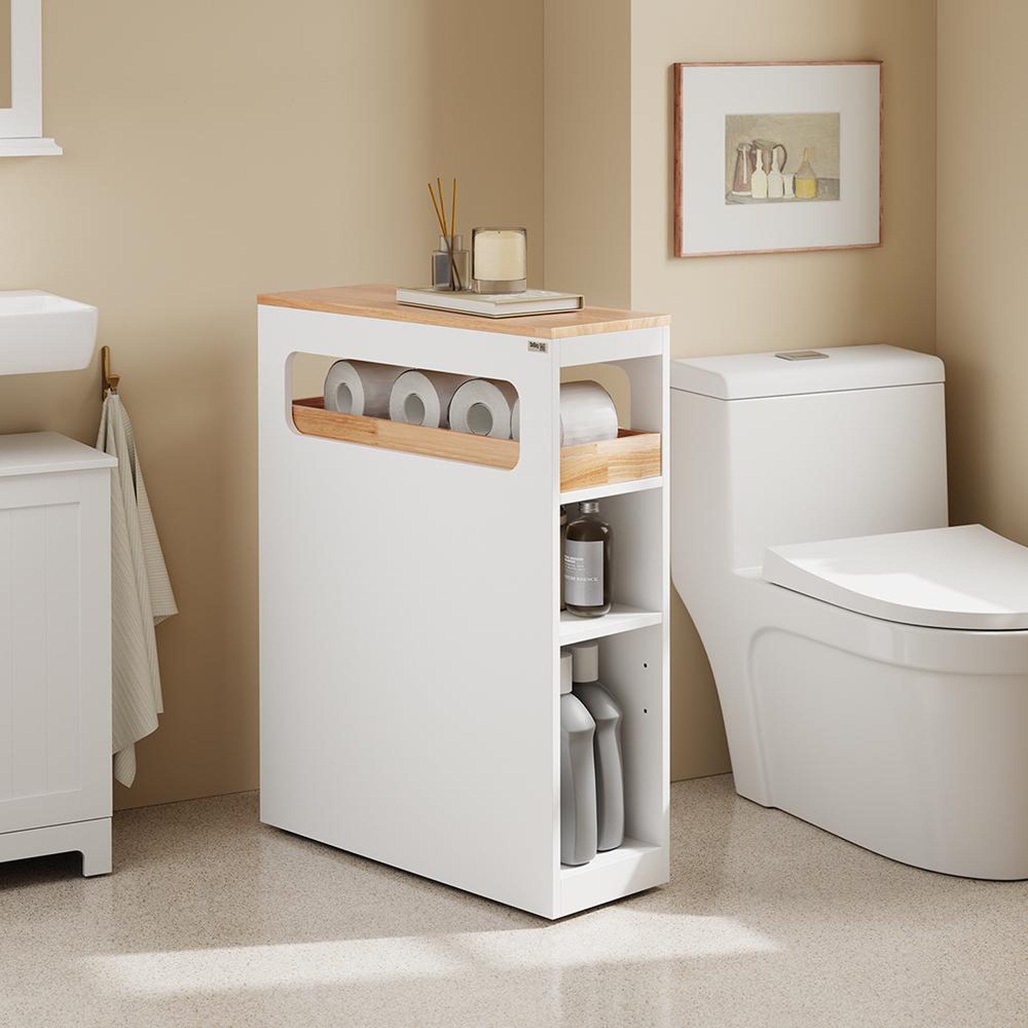 Voir la diapositive 2 : SOBUY SoBuy - Meuble bas de salle de bain à trois tiroirs - Blanc - 65x23x82cm - Minimaliste - BZR54-IV-NW