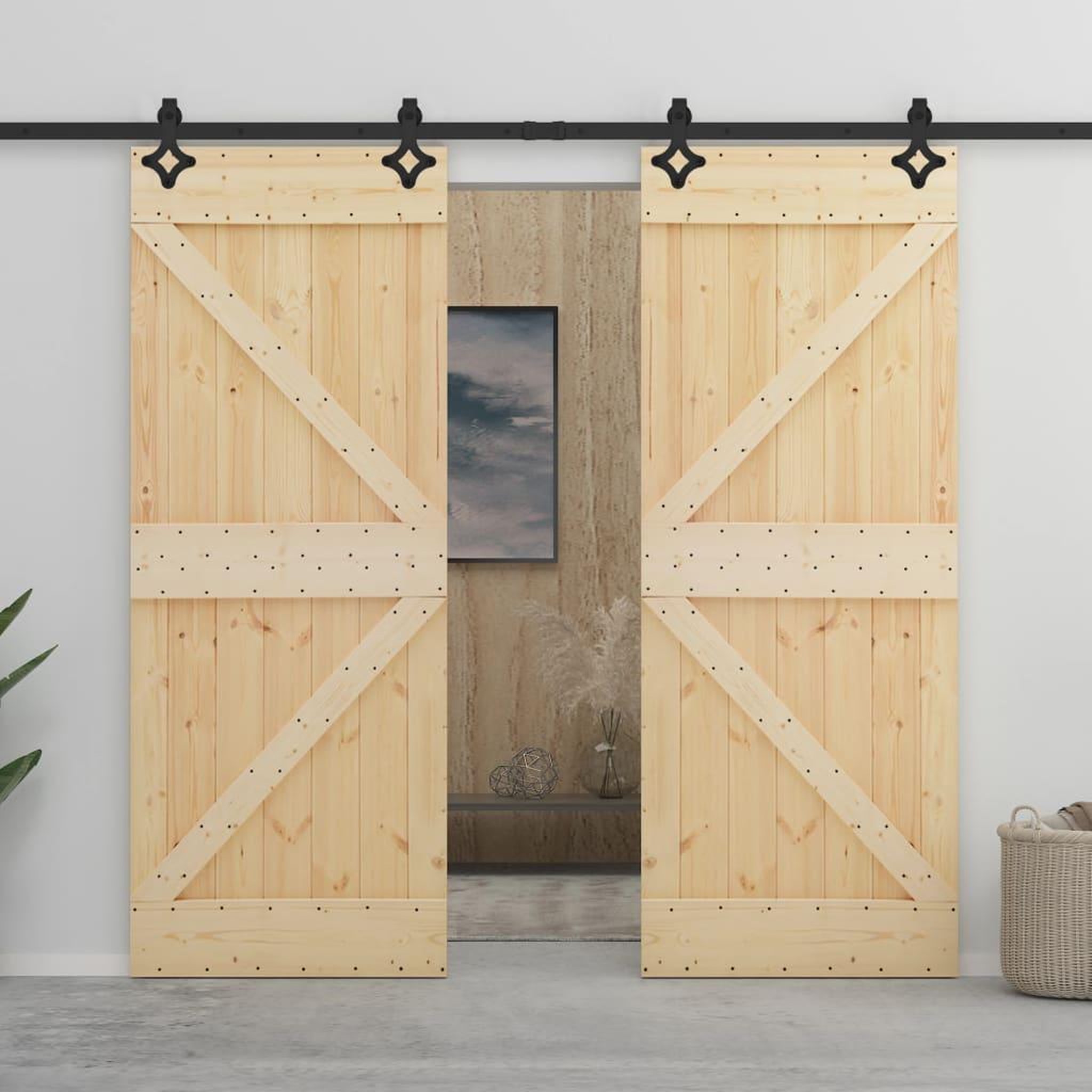 Voir la diapositive 1 : VIDAXL Porte coulissante avec kit de quincaillerie 90x210cm Pin massif