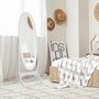 Voir la diapositive 2 : HOMCOM Miroir à pied ovale style shabby chic inclinaison réglable dim. 47L x 45l x 154H cm MDF blanc