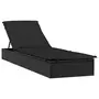 VIDAXL Chaise longue avec toit rond noir 211x57x140 cm resine tressee