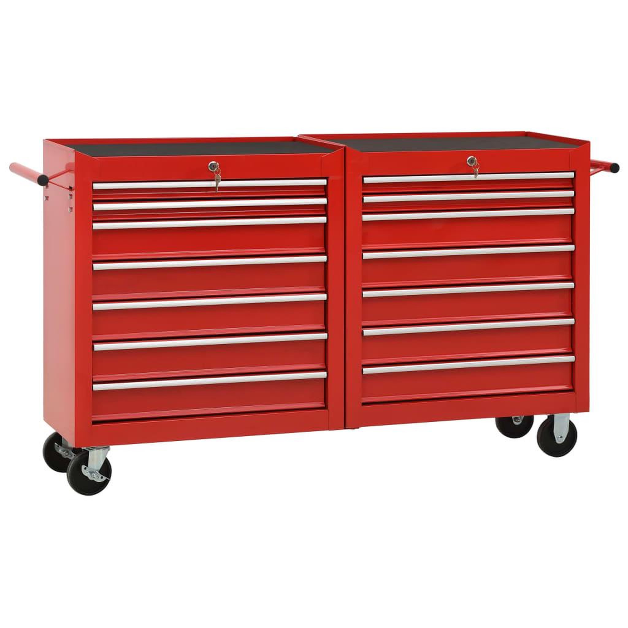Voir la diapositive 1 : VIDAXL Chariot a outils avec 14 tiroirs Acier Rouge