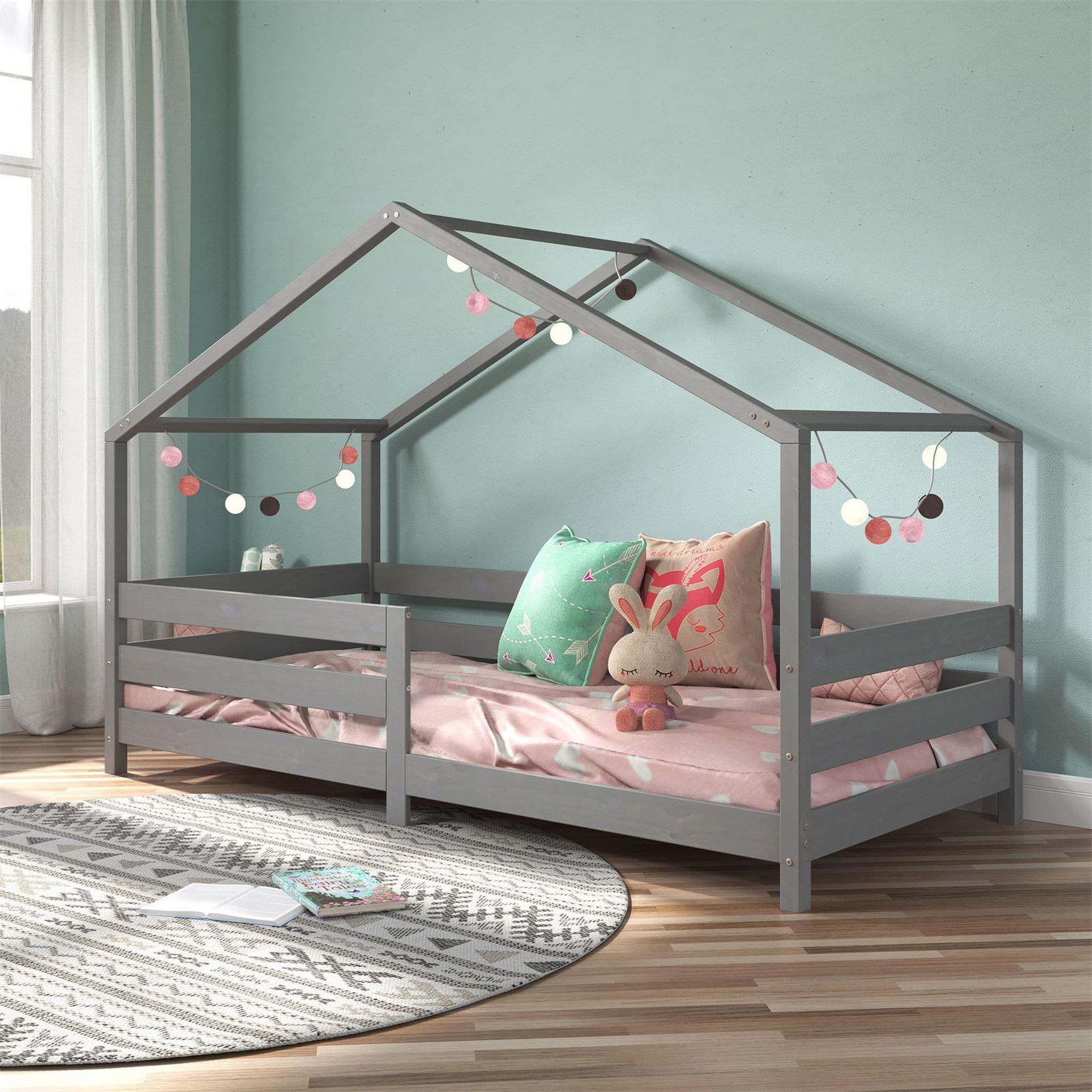 Voir la diapositive 2 : IDIMEX Lit cabane RENA 90 x 190 cm, en pin massif