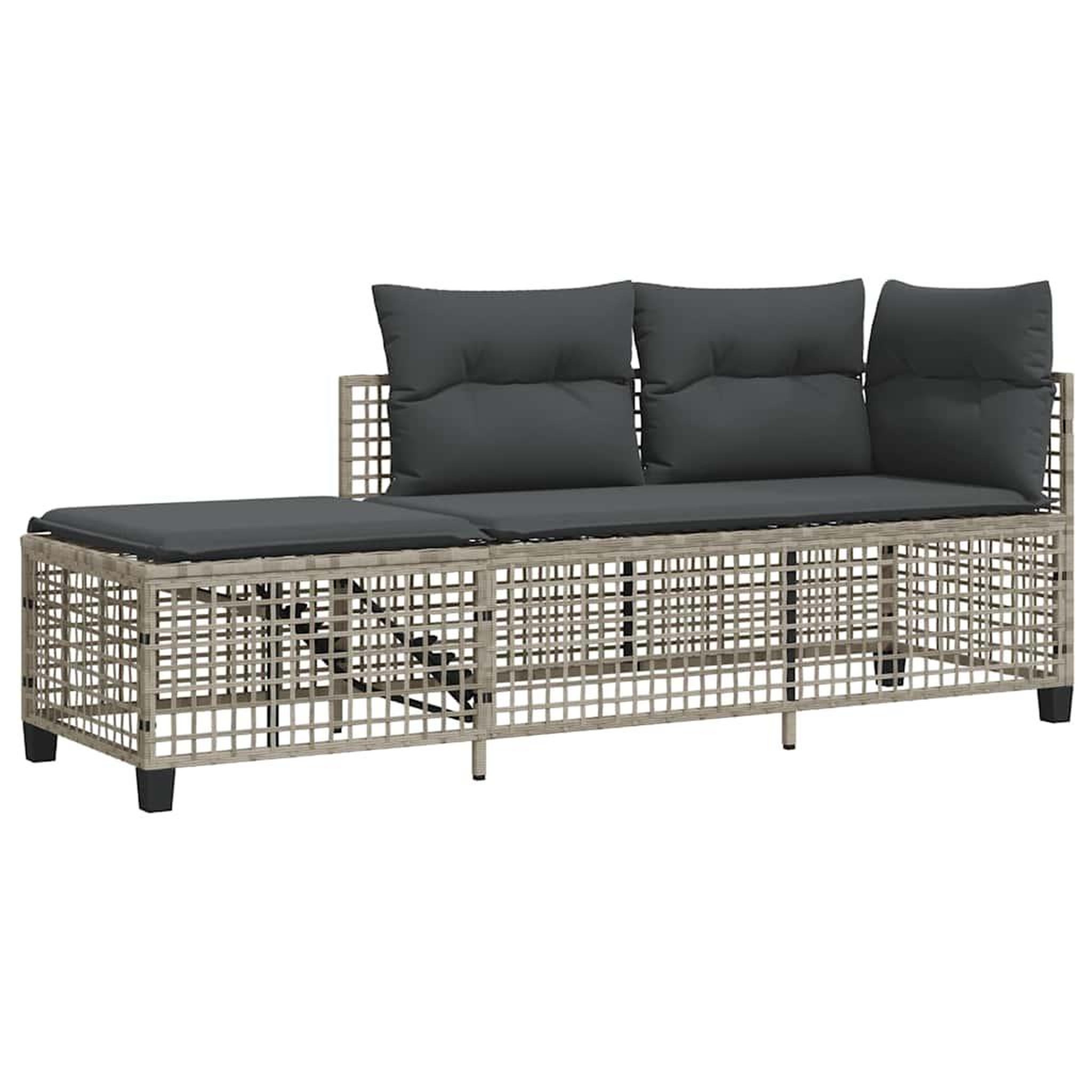 Voir la diapositive 4 : VIDAXL Salon de jardin d'angle avec coussins 3 pcs gris clair rotin