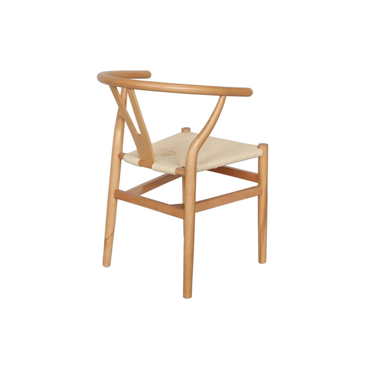 SWEEEK Lot de deux chaises vintage naturelles en bois d'hévéa avec assise en cordes et dossier arrondi