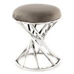Paris Prix Tabouret Design  Wesley  49cm Gris & Argent