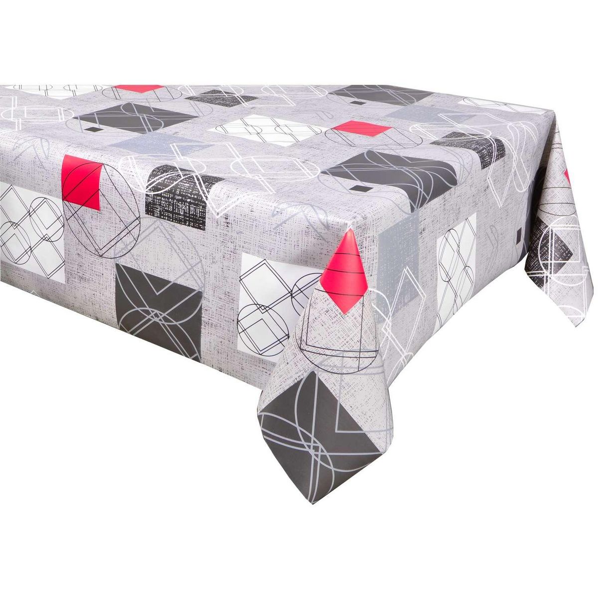 HABITABLE Nappe en toile cirée rectangulaire Moma - 140 x 250 cm - Gris
