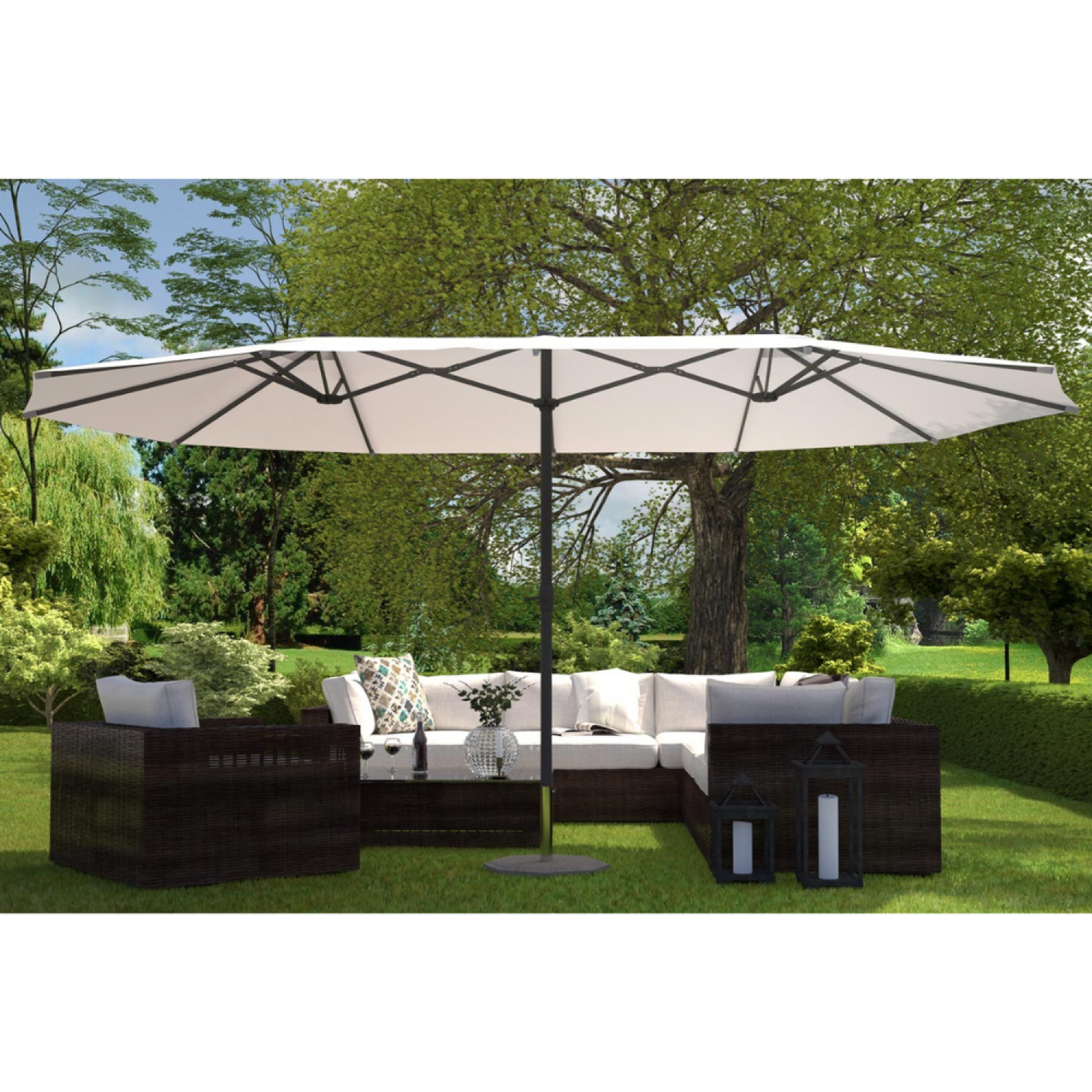 Voir la diapositive 5 : CONCEPT USINE Parasol double ecru droit ovale 27 x 46 m venice