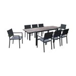 SWEEEK Table jardin extensible aluminium + 8 assises empilables aluminium et textilène