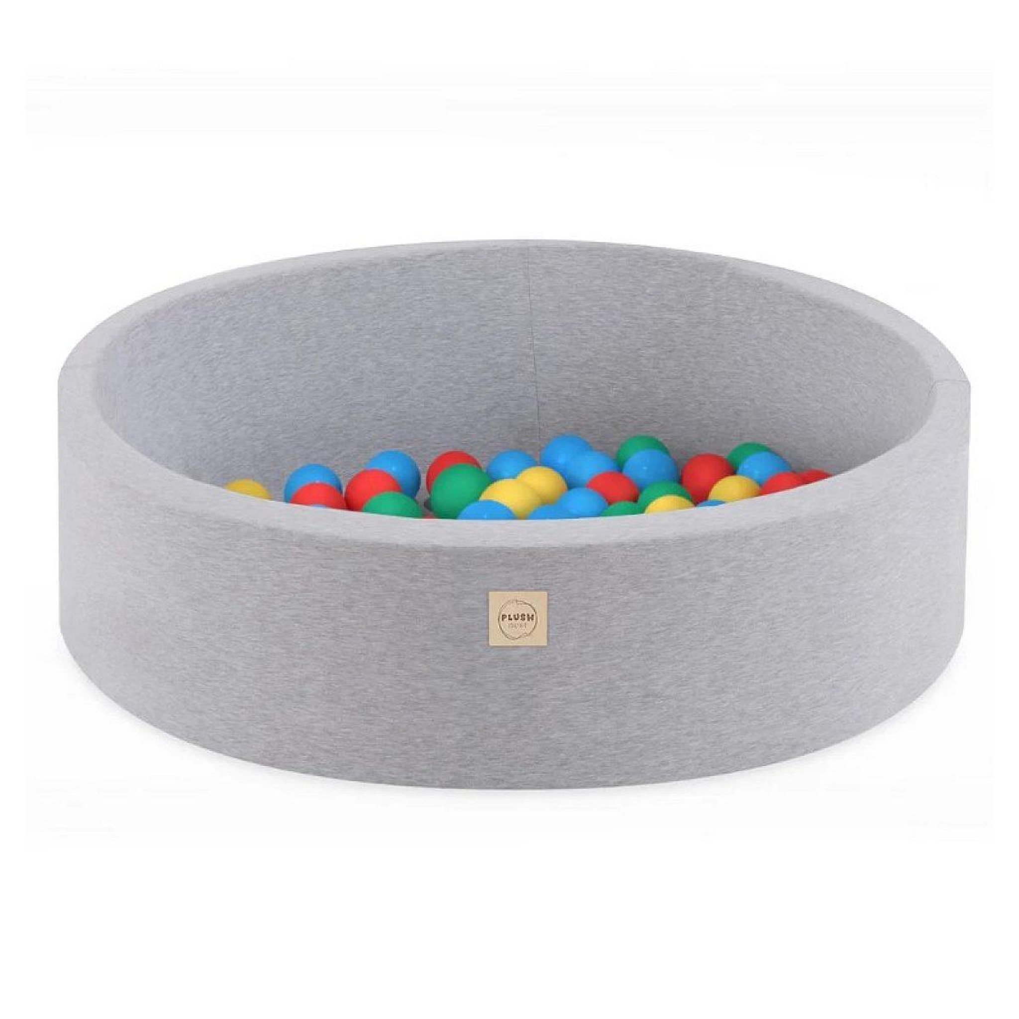 PLUSH NEST Piscine à balles 90x30 coton gris 200 balles multicolore