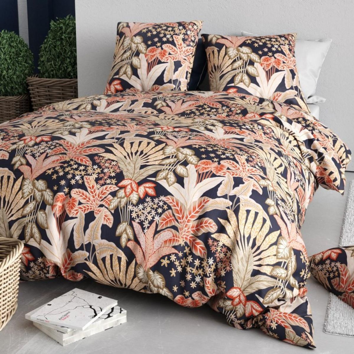 ATELIER DU COTON Housse de couette 240x220 LOUISIANE + 2 taies coton 57 fils