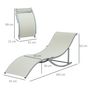 Voir la diapositive 3 : OUTSUNNY Lot de 2 bains de soleil pliables design contemporain - lot de 2 transats ergonomiques - alu. textilène beige