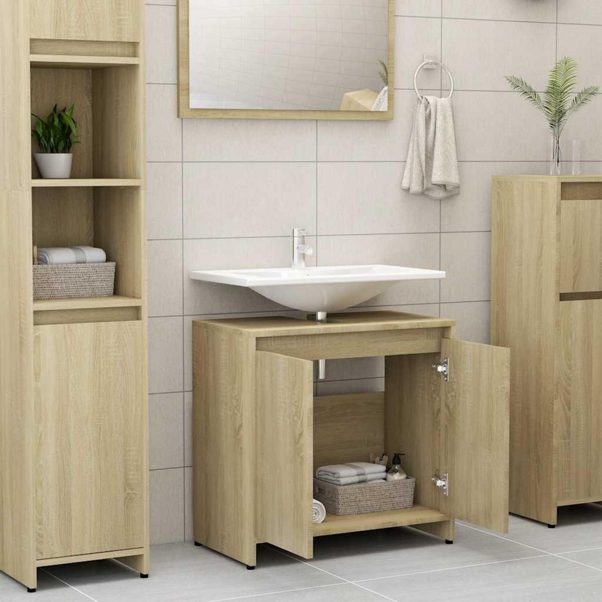 VIDAXL Armoire de salle de bain Chene sonoma Bois d'ingenierie