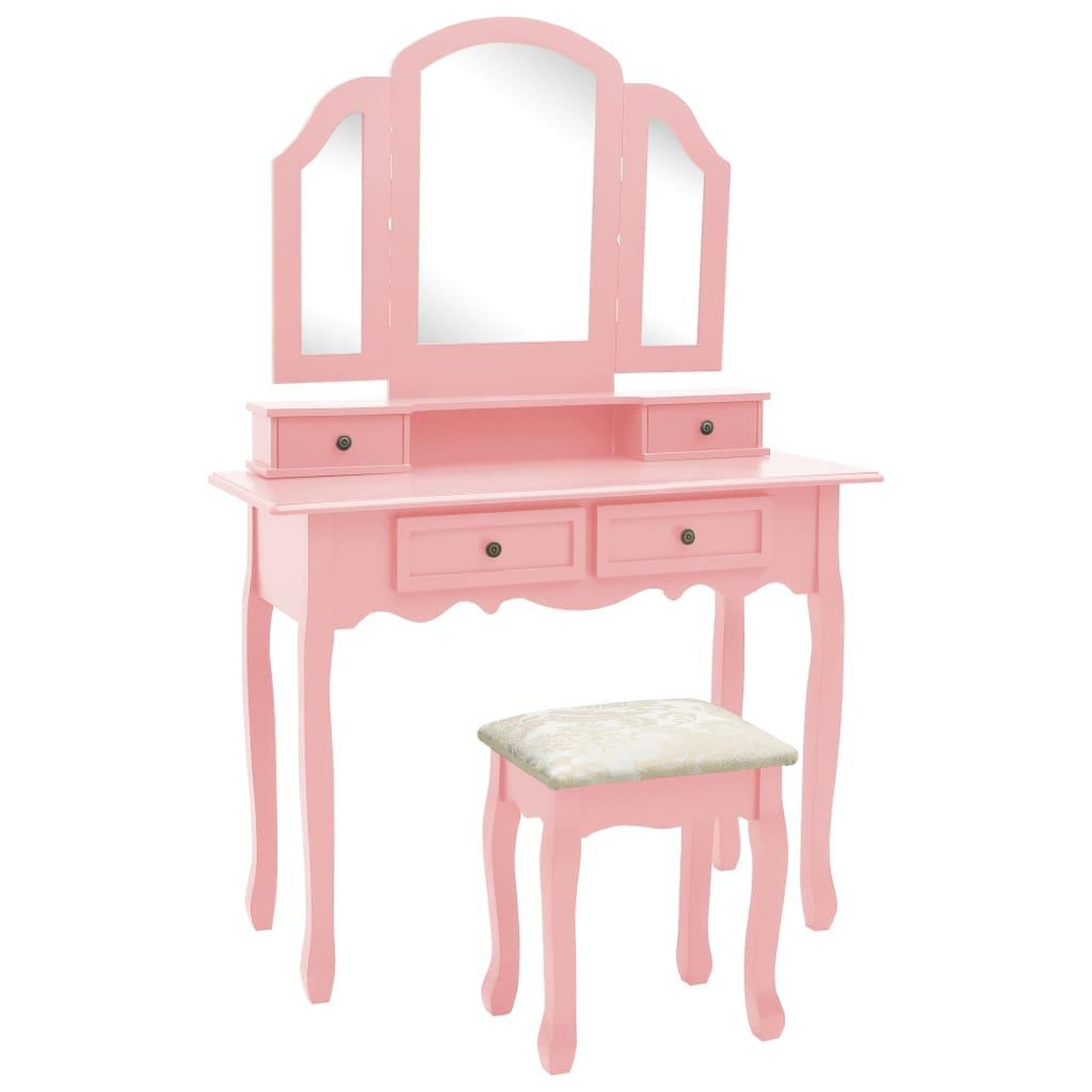 Voir la diapositive 1 : VIDAXL Ensemble de coiffeuse et tabouret Rose 100x40x146 cm Paulownia