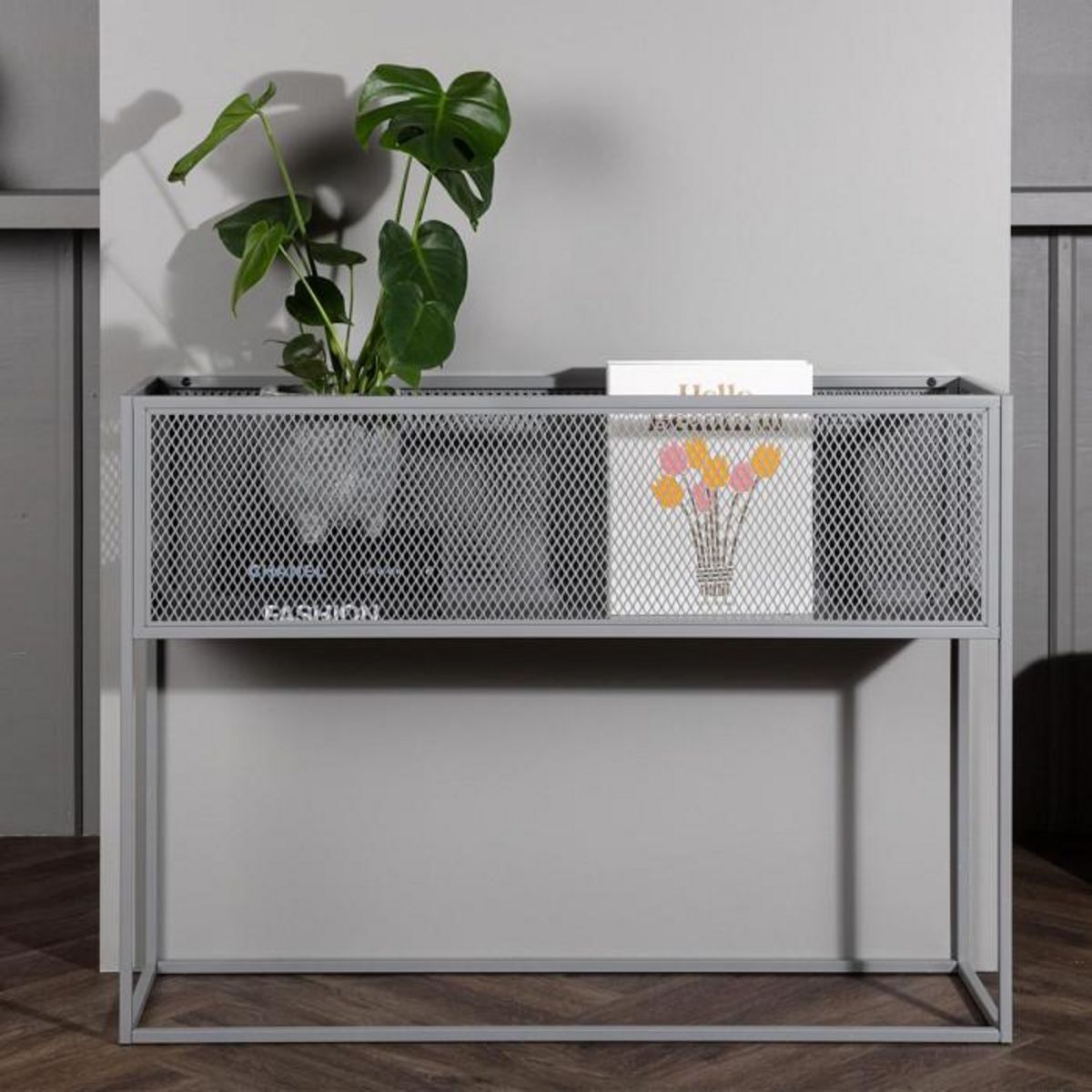 Paris Prix Console Design en Métal  Netz  110cm Gris Clair