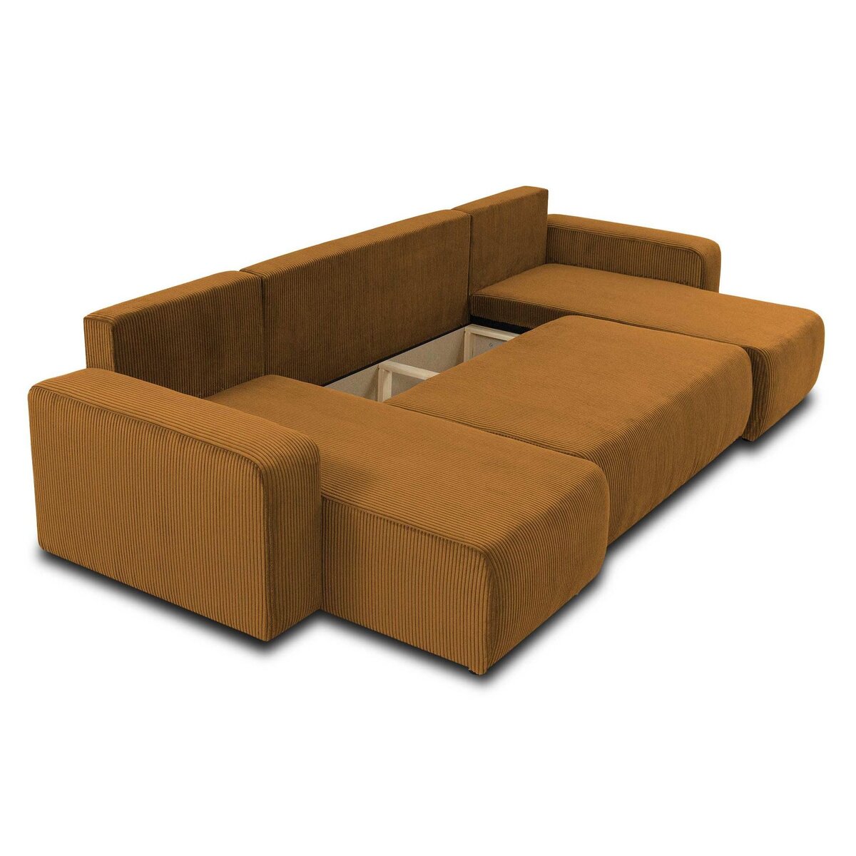 BEST MOBILIER Artemisa - canapé panoramique en u - 7 places - convertible avec coffre - en velours côtelé